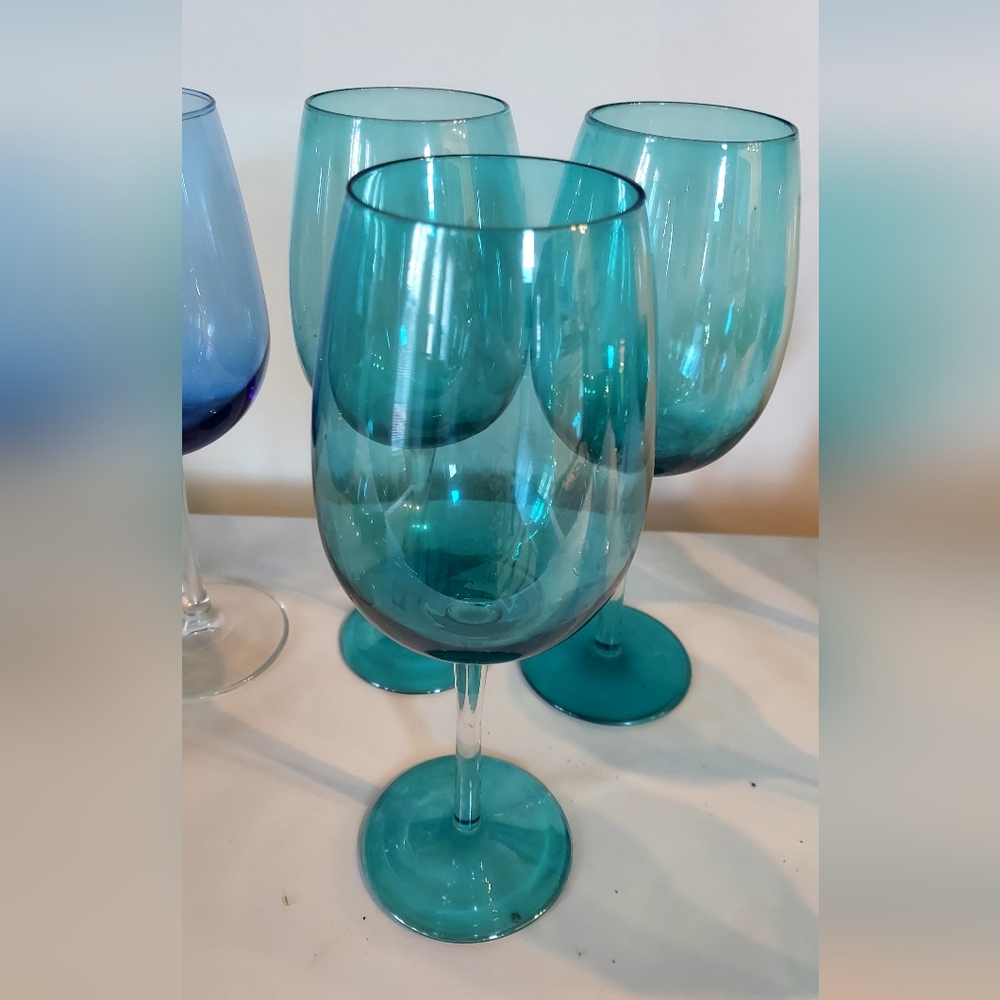 Elegant Blue And Teal  Wine Glass Set Of 6 - Picture 4 of 4